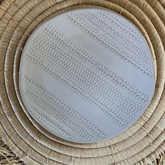 HEARTH & HAND With Magnolia 4pc Textured Appetizer Stoneware Plates Sour Cream - Picture 10 of 14